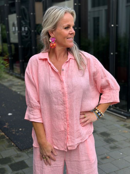 Linnen blouse Gerda zalm