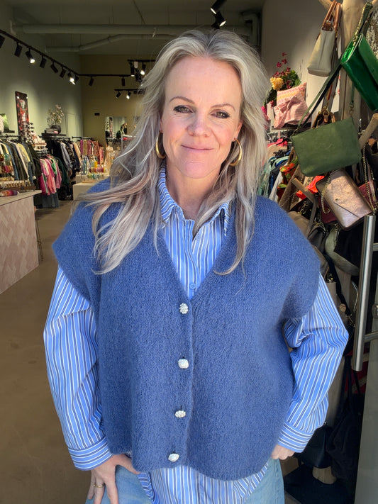 Oversized mohair Gillet jeans blauw