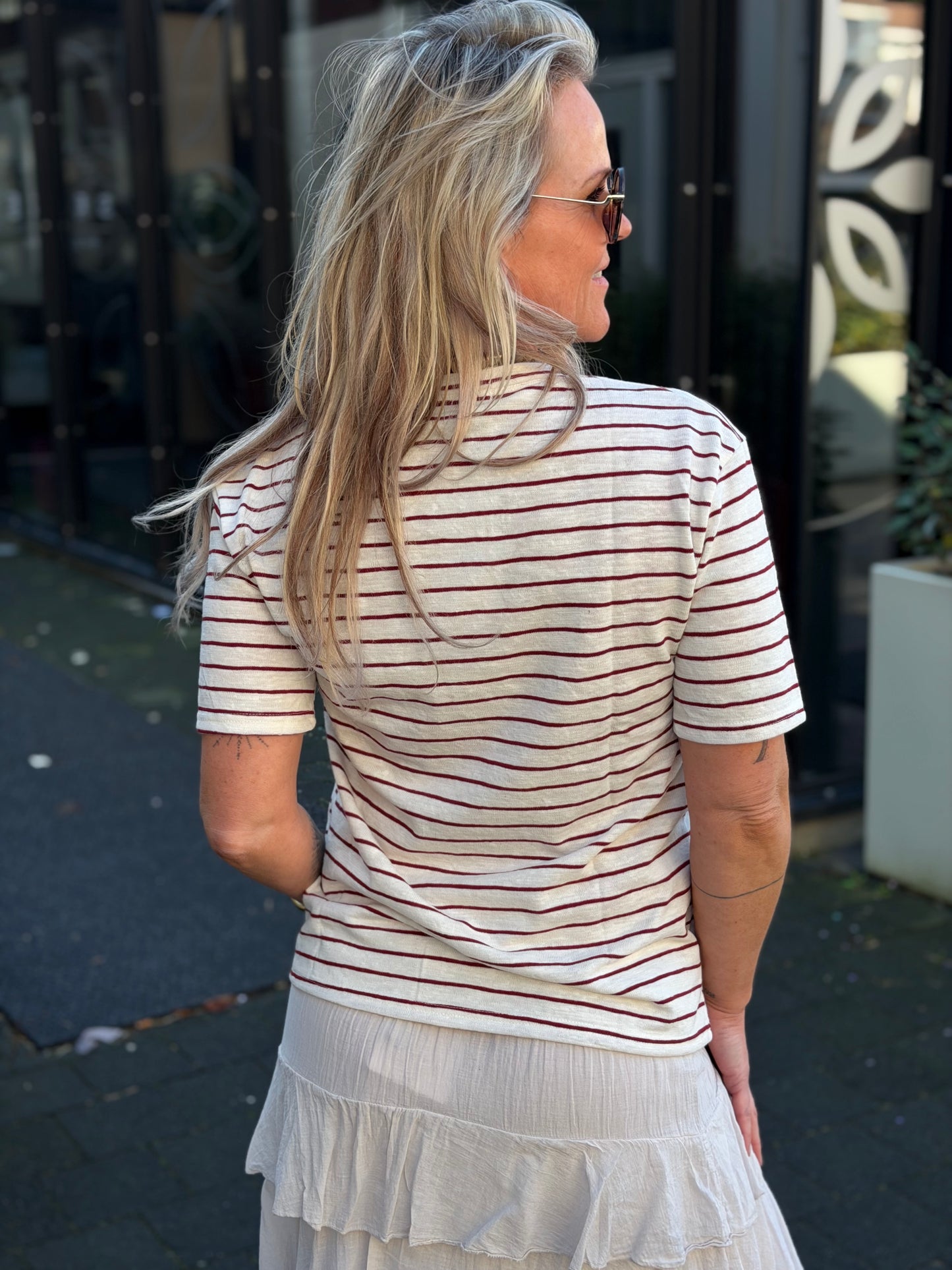 T-shirt stripe ecru Pink Mood