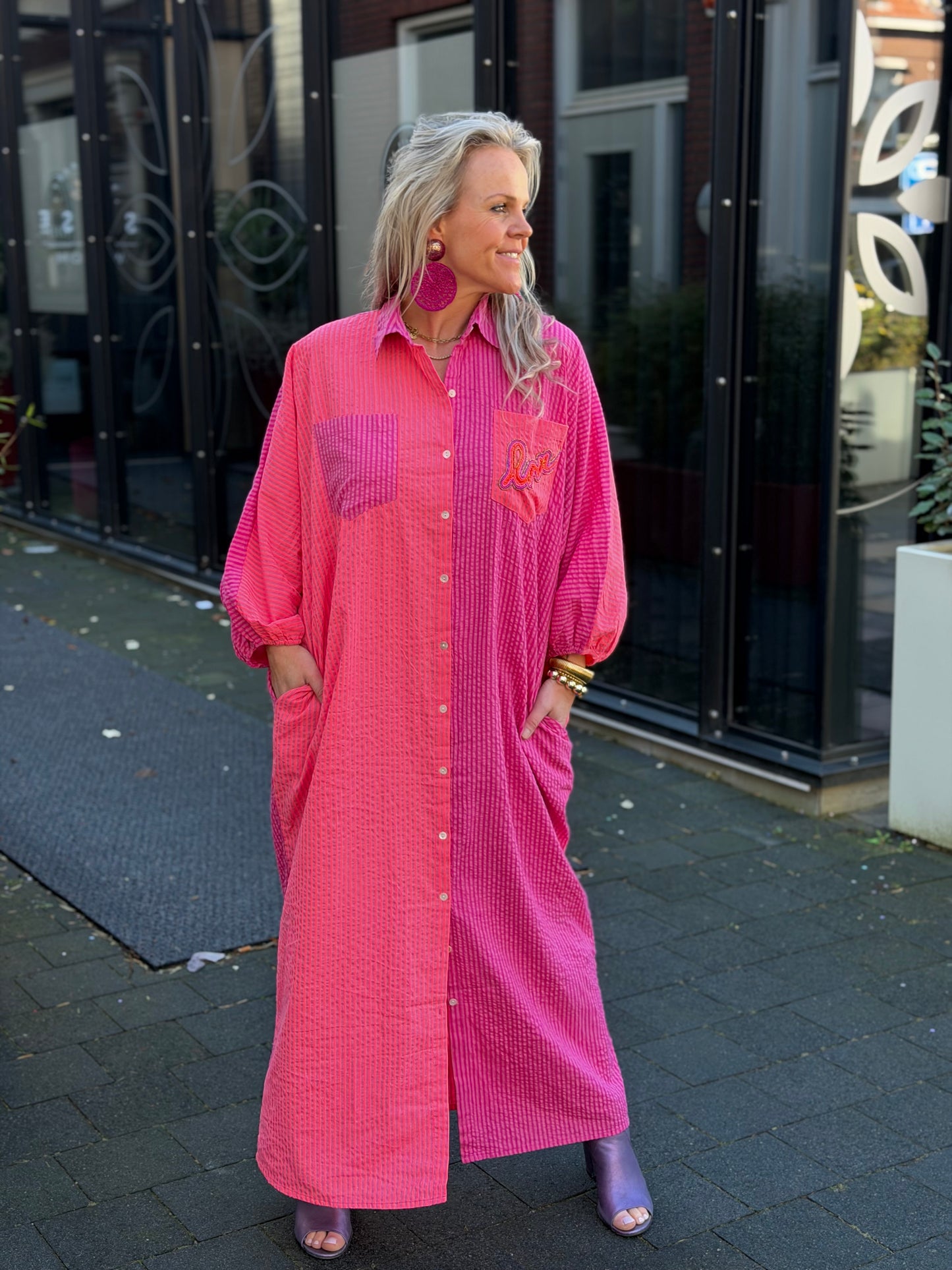 Maxi Doorknoop jurk gold & Silver ROSINE