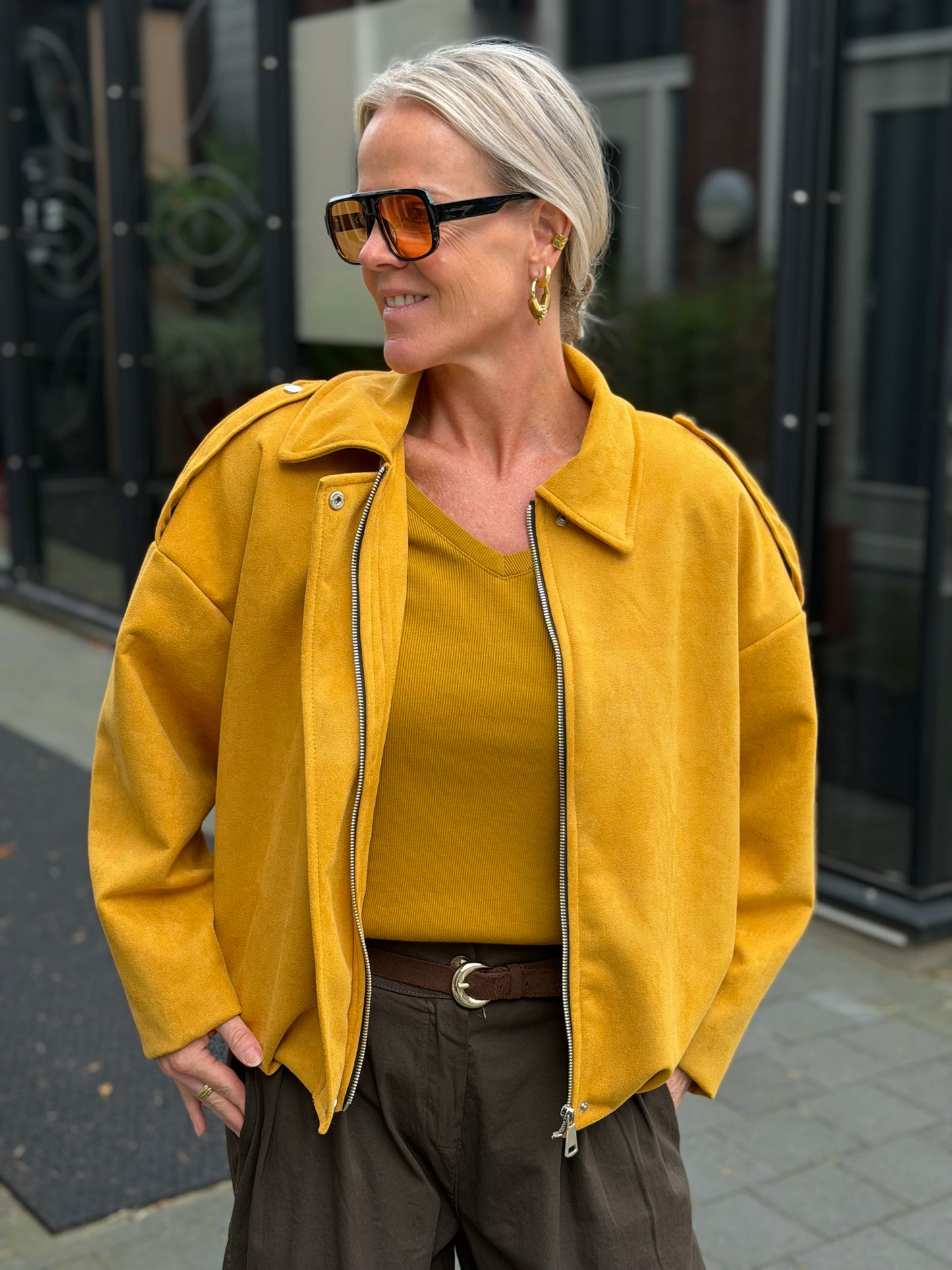 Suedine jacket oker geel
