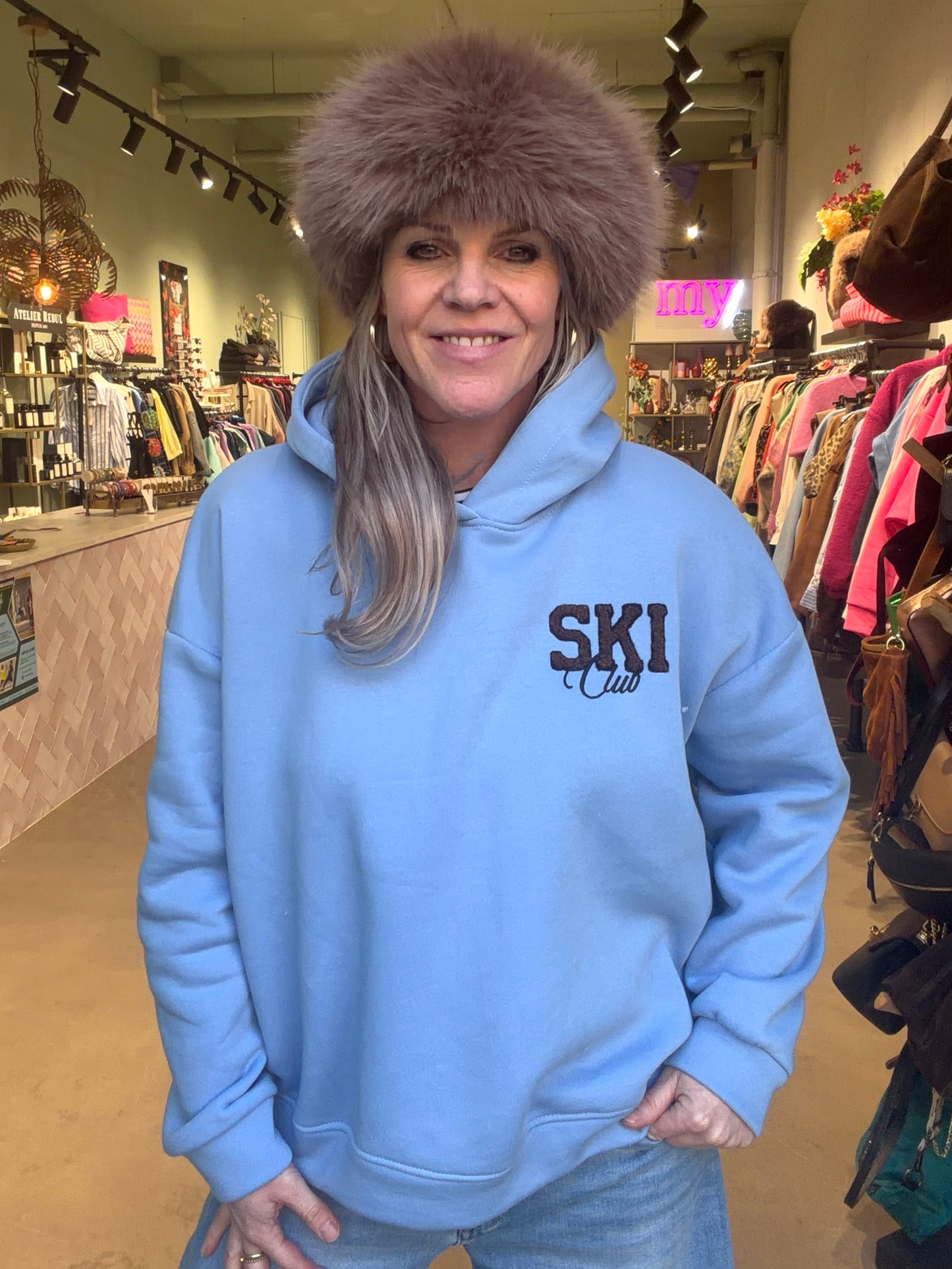 hoodie sweater Ski Club blauw