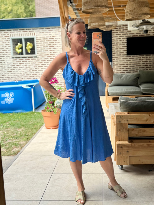 Viscose Volant Dress blauw