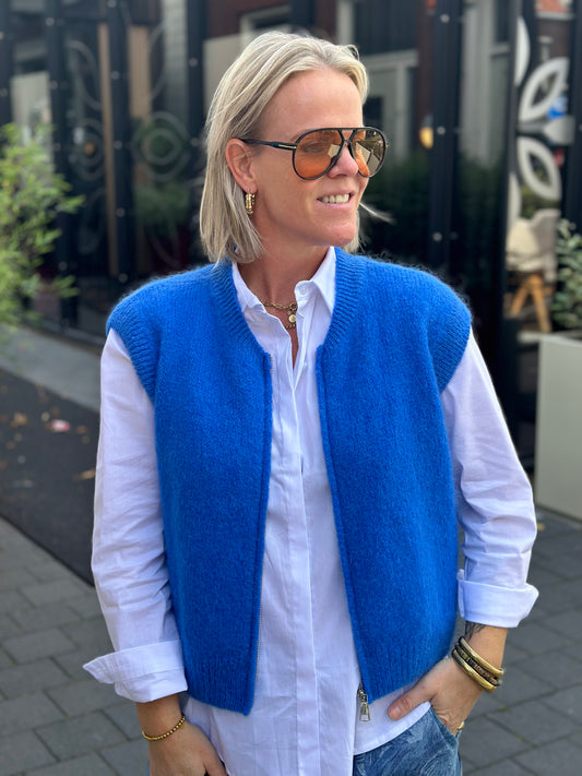 Mohair mix sleevless vest blauw