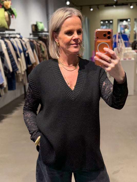 Oversized rib spencer zwart