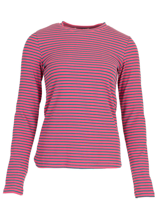 Longsleeve stripe fuchsia-groen