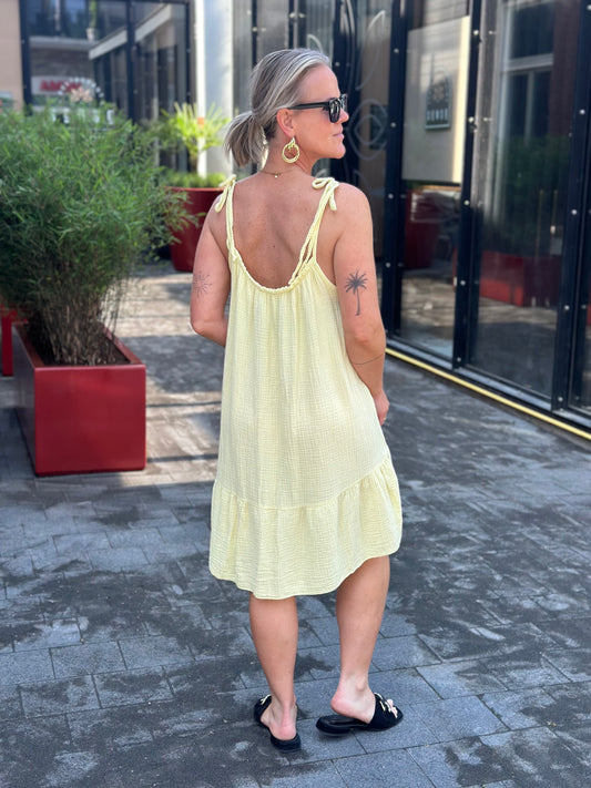 Summer wafel Dress geel
