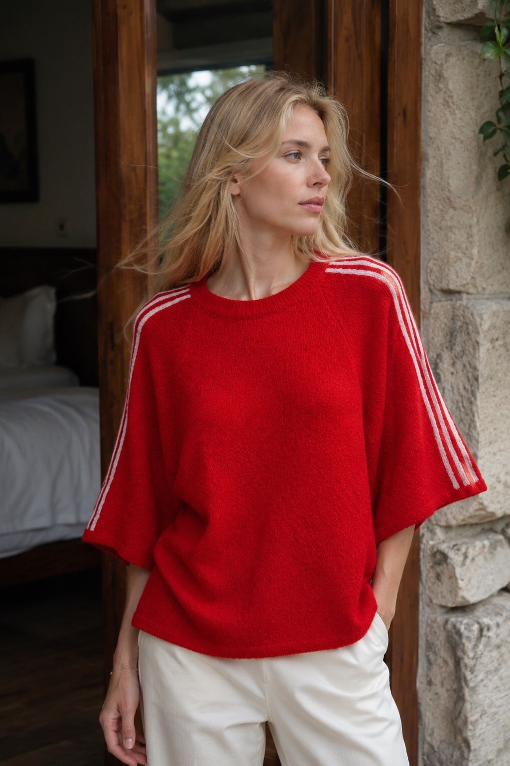 Sporty knit trui rood