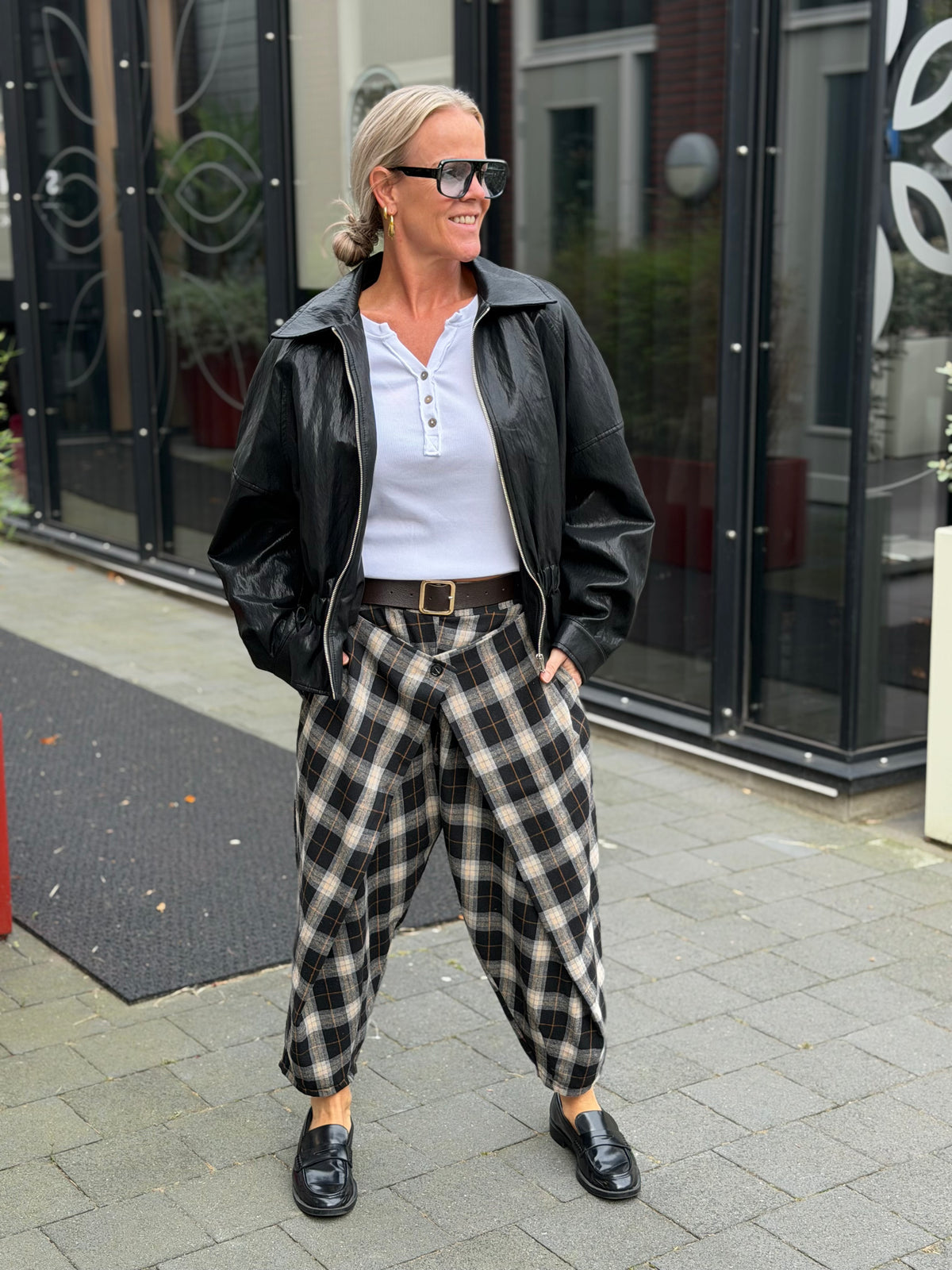 Flanel ruit broek zwart