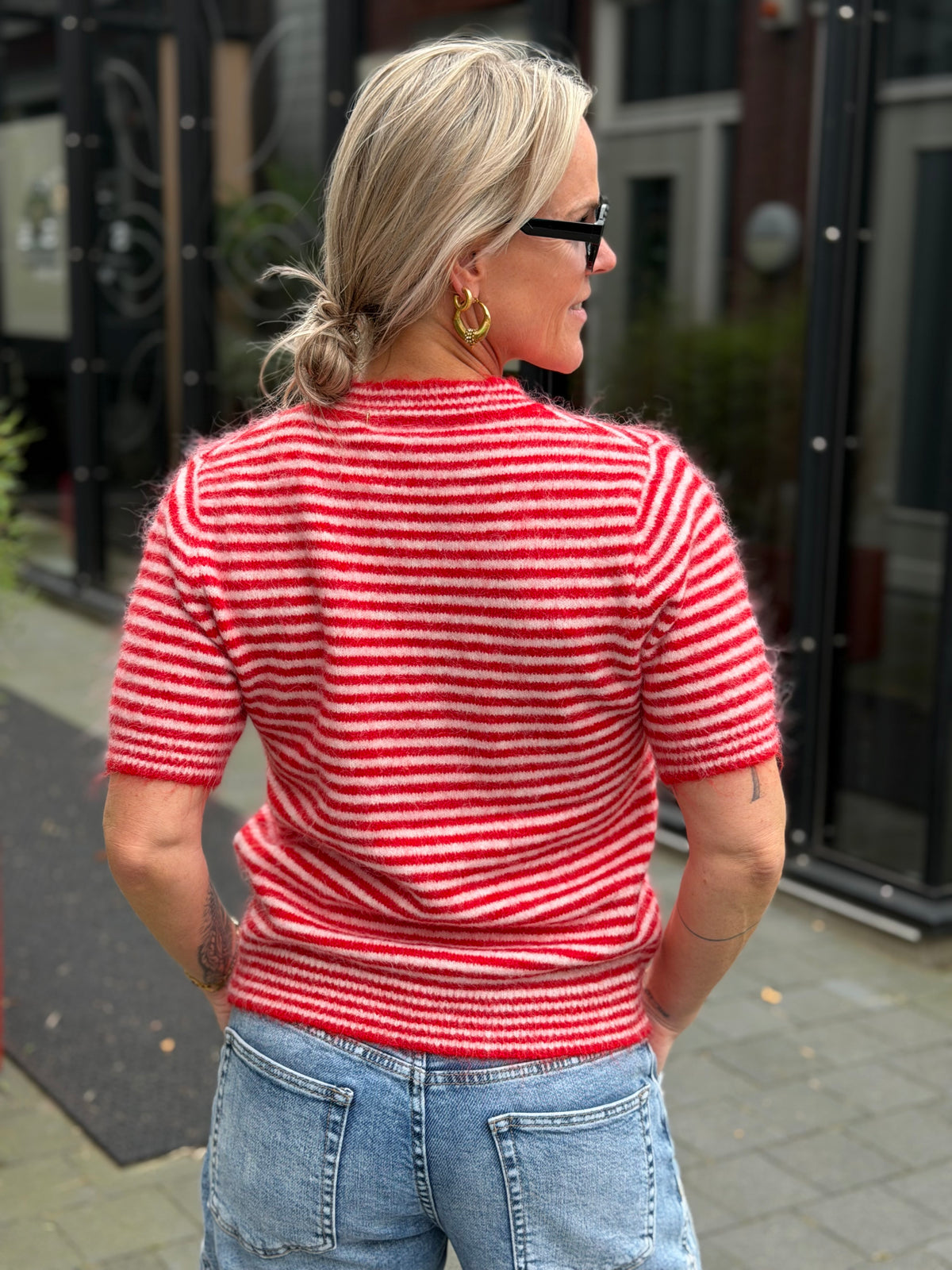 Stripe trui rood/wit